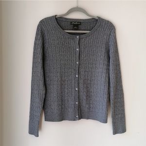 Eddie Bauer cable knit button cardigan 100% cotton